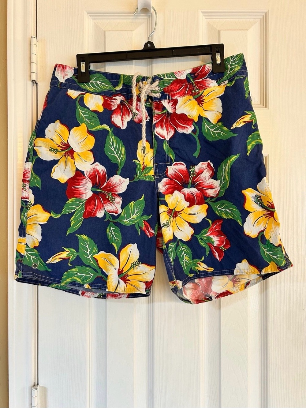 Vintage 90s Polo Ralph Lauren Blue Label Men’s Hibiscus Board Shorts size 32